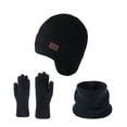 thumbnail image 3 of jobturf Trapper Hat for Men Thickened Warm Winter Hats and Neck Warmer Gloves Matching Sets Trendy Knit Beanie Scarf Gloves 3 Piece Outfits, 3 of 4