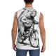 thumbnail image 4 of Balery Capybara Riding Bicycle Camisetas sin mangas para hombre, absorbe la humedad y protege contra el mal olor.-Small, 4 of 7