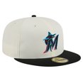 thumbnail image 3 of Men's New Era Cream Miami Marlins Chrome 59FIFTY Fitted Hat, 3 of 6