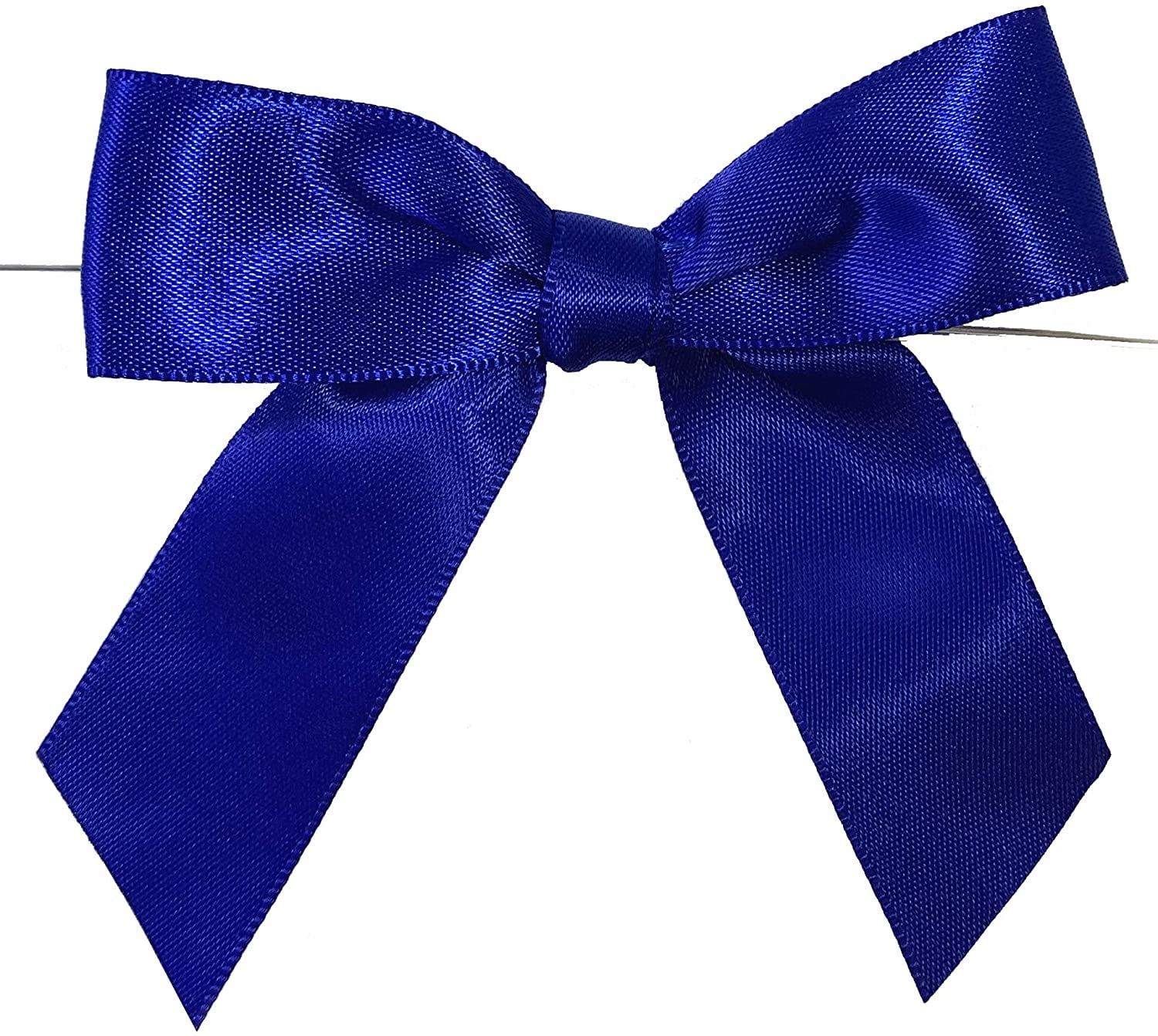 Set of 12 Wired Craft Ribbons Pre-Tied Royal Blue Satin Bows 4 1/2" Wide