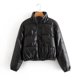 thumbnail image 1 of Abrigos gruesos de cuero PU para mujer, Parkas cortas, chaqueta acolchada de algodón negro, ropa elegante con cremallera, invierno, 2023, 1 of 5