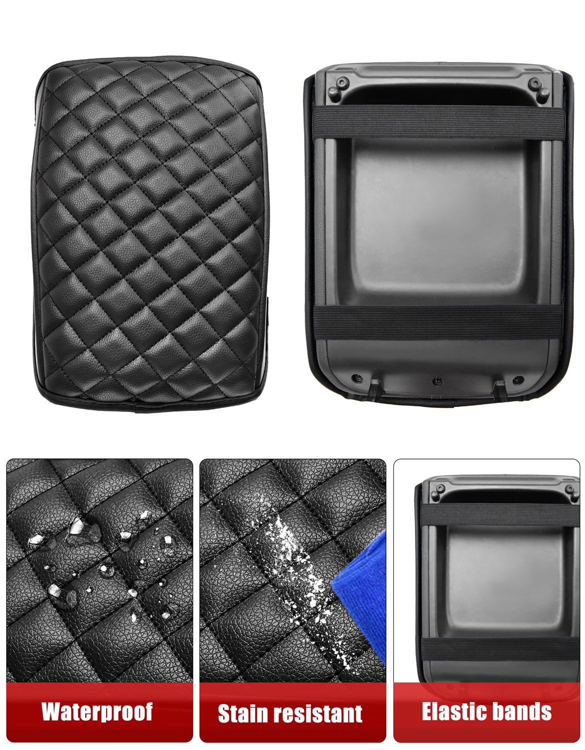 KBH Center Console Cover for Hyundai Tucson Accessories 2022-2024, Leather Armrest Cover for Car Interior, Black