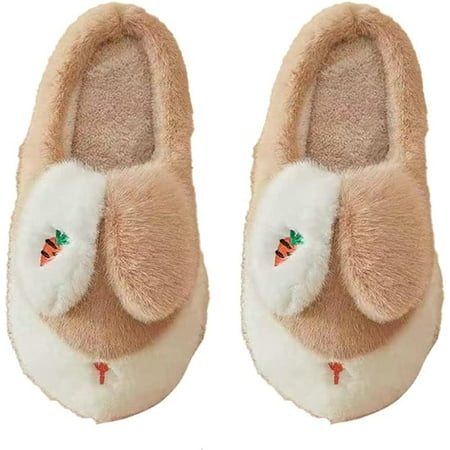 

PIKADINGNIS Cute Bunny Rabbit Furry Slippers for Women Men Trendy Soft Fluffy Faux Fur Pilush Warm House Shoes Indoor