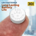 thumbnail image 2 of MEDca 1.5V Alkaline Batteries - LR41, 192, 92A,LR736, and AG3 Battery - Button Coin Cell for Hearing Aids, Amplifiers, 30 Pcs, 2 of 9