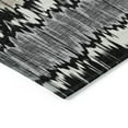 thumbnail image 3 of 10' X 14' Black Silver And Gray Striped Washable Indoor Outdoor Area Rug, 3 of 5