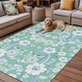 thumbnail image 2 of Fsddascl Light Green Blue Floral Outdoor Rug for Patio/Deck/Porch, Non-Slip Large Area Rug 4 x 6 Ft, Vintage Pastoral Botanical Indoor Outdoor Rugs Washable Area Rugs, Reversible Camping Rug Carpet, 2 of 5
