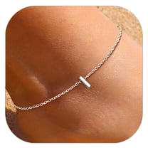 ChicSilver 925 Sterling Silver Initial Ankle Bracelets for Women, Simple Dainty Letter Initial Anklets Beach Foot Chain Alphabet Jewelry