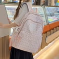 thumbnail image 6 of Polka Dots School Backpack, Multi-layer Backpack with Pendant, Spacious Bag for Shopping Work College, Beige, 6 of 9