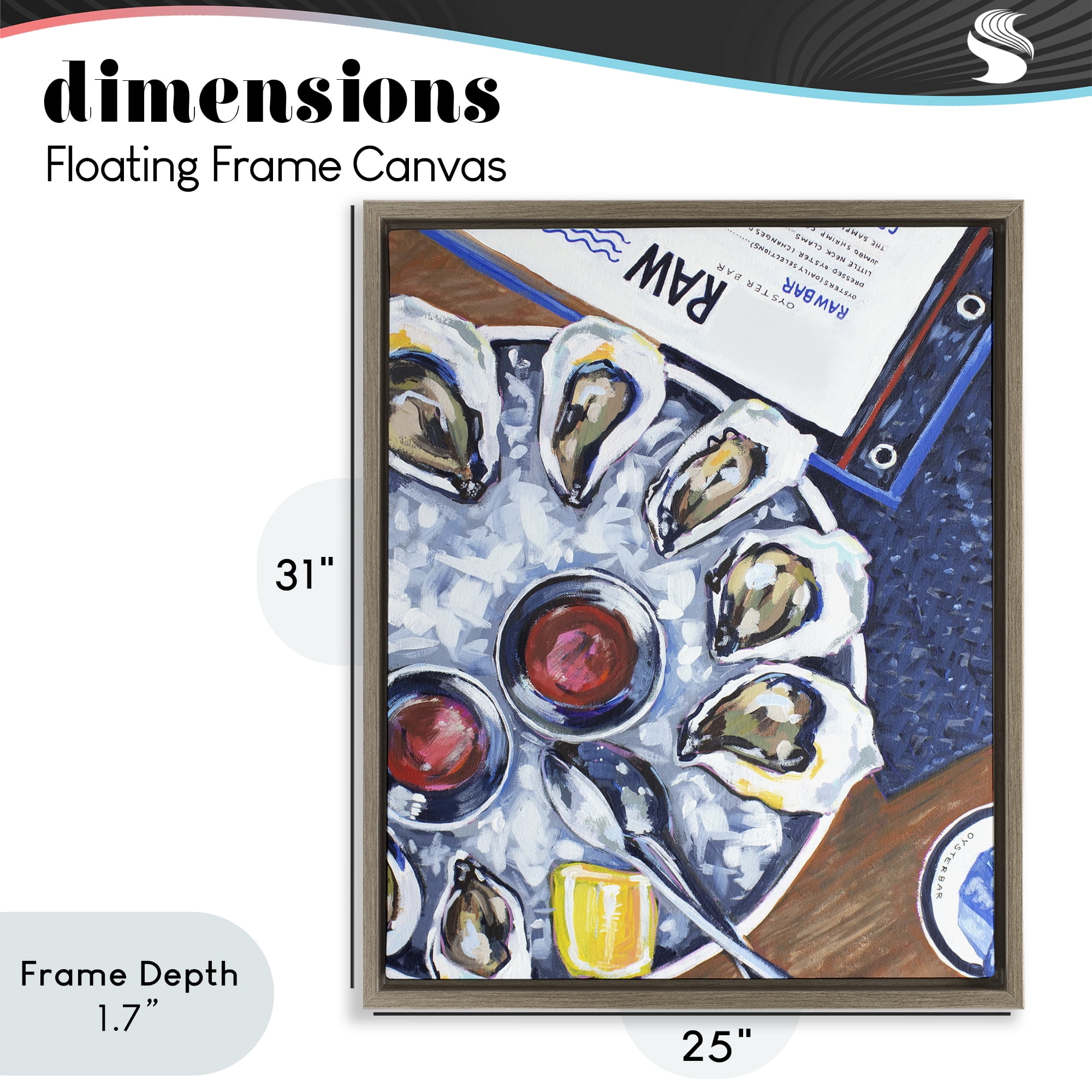 Stupell Industries Oysters on Ice Brown Framed Floater Canvas Wall Art, design by Rachel Nerney