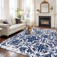 thumbnail image 2 of 5'x8' Area Rugs, Navy Blue Boho Indoor Outdoor Area Rug for Living Room Bedroom, Ehtnic Abstract Art Modern Geometric Washable Bathroom Rugs Kitchen Floor Carpet Mats Home Decor Aesthetic, 2 of 8