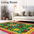 thumbnail image 2 of ODIKA 3'x5' Machine Washable Non-Slip Area Rug, Festive Holiday Bath Featuring Joyful Ornament Decoration High Traffic Rug with Pad, Green, 655983, 2 of 8