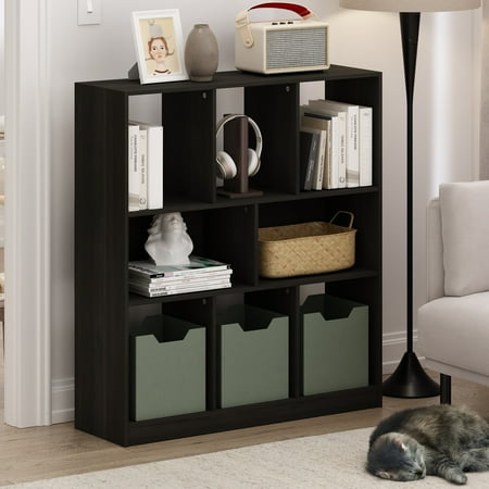 Furinno Daly 8-Cube Horizontal Bookcase Bookshelf Storage Organizer 35 Width Espresso