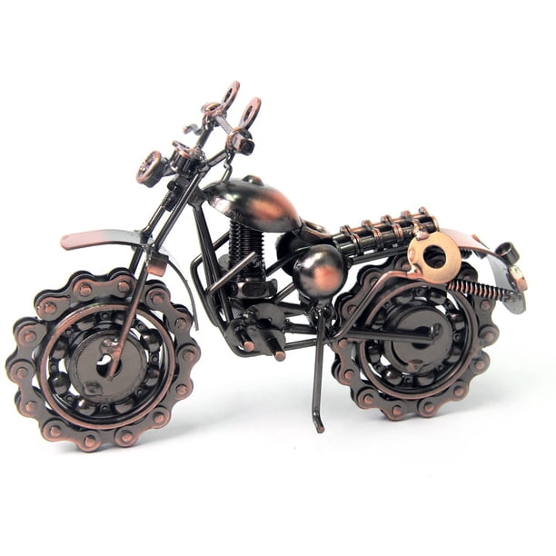 Modelo de motocicleta de hierro, motocicleta de hierro retro, motocicleta de adorno, motocicleta de cadena de metal, miniatura de vehículo, decoración artística de vehículo, modelo como regalo y colección, modelo de escultura Sincero Electrónica