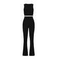 thumbnail image 4 of ZZwxWA Women's Lounge Sets 2 Piece Outfits Sleeveless Crops Tank Tops Flare Pants Loungewear Sweatsuit Skim Sets Solid, 4 of 7
