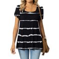 thumbnail image 1 of SMihono Hauts pour Femmes Été Mode Décontractée Col Montant Imprimé Pétale Manches Courtes - T-Shirts Grande Taille, 1 of 5