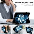 thumbnail image 7 of For iPad Pro 11" (M4/M5) 2024/2025 Release Folio Case with Stand/Card Slots/Elastic Band Closure/Pen Loop Holder, Stylish Cute Cartoon PU Leather Protective Lightweight Slim Cover, Blue White Flower, 7 of 7