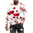 thumbnail image 2 of Qertyioot T-Shirt à Manches 3/4 à Col Rond pour Homme, Chandail Décontracté à Manches Longues, Blouse Imprimée de la Saint-Valentin, 2 of 5