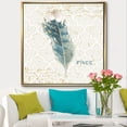 thumbnail image 2 of Designart ' Damask Painted Gilded Feather on Blue ' Nautical & Coastal Framed Canvas, 2 of 3