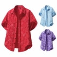thumbnail image 3 of Fnnxeal Men Button Down Shirt Short Sleeve Summer Collared Hawaiian Beach Casual Red Shirts for Men Size M, 3 of 4