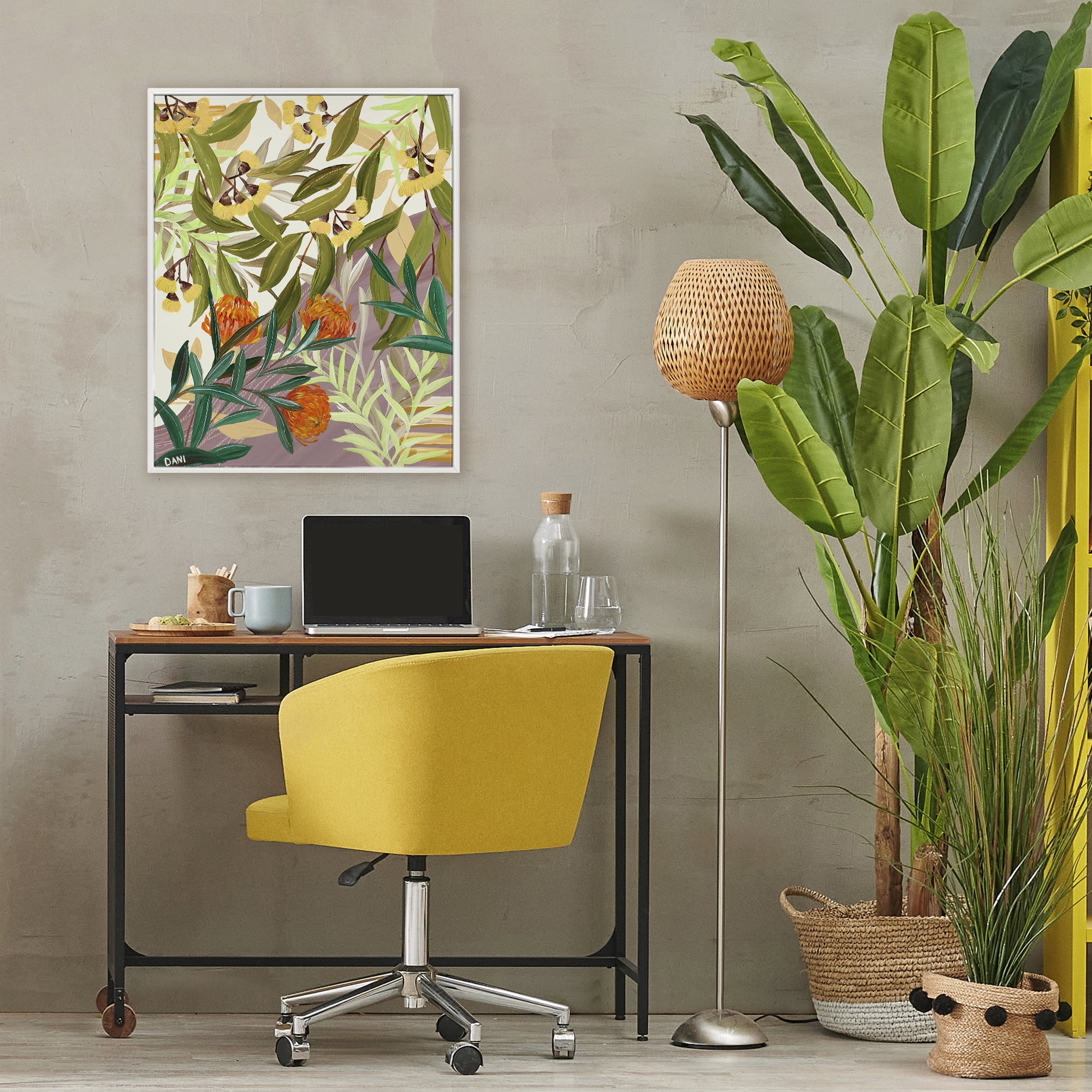 Stupell Industries Walk With Me Florals White Framed Giclee Art, design by Dani Heyward