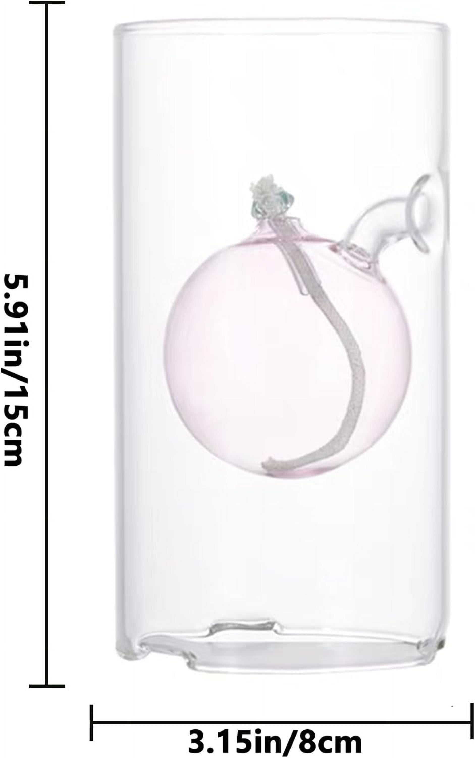 Refillable Liquid Petite Oil Lamp: Glass Oil Light Borosilicate Includes Bliss Suspended Hurricane Candle Holder Sleeve Lamp, Oil Candle Vessels for Table Centerpieces Decor (Pink)