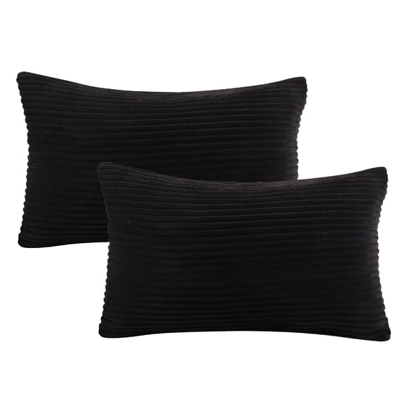 LAMIRO Soft Corduroy Striped Velvet Throw Pillow Set 2-Pack 12"