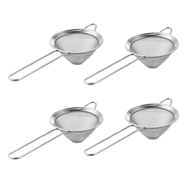 4 coladores de malla fina de acero inoxidable para cócteles, alimentos de cocina, colador de té cónico (8,5 cm)