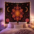 thumbnail image 2 of Sun Face Within Layered Lotus Mandala, Peaceful Boho for Meditation Enthusiasts, Celestial Wall Art, New Home Gift, Tapestry Wall Hanging for Yoga Room and Bedroom, 2 of 7