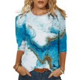thumbnail image 1 of DEELLEEO Clearance Deals Womens Spring Print Mid-Length Sleeve Crew-Neck Casual Tee Tops, 1 of 6