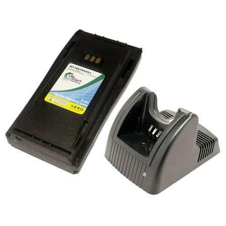 Motorola NNTN4496AR Battery and Charger - Replacement for Motorola NNTN4851A Two-Way Radio Batteries and Chargers (1600mAh, 7.5V, NI-MH)