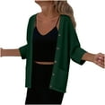 thumbnail image 3 of BXINGOHAI Women's Long Sleeve Button Down Crew Neck Classic Sweater Knit Cardigan Green S, 3 of 7