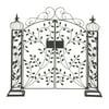 DecMode Traditional Metal Arch with Botanical Design Garden Arbors with Latch Lock Closure, 70"W x 65"H