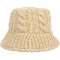 thumbnail image 3 of CoCopeaunts Womens Bucket Hat Solid Color Foldable Floppy Knit Bucket Cap Warm Wide Brim Cable Twist Pattern Fisherman Cap, 3 of 8