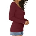 thumbnail image 4 of MOSHU Long Sleeve Womens Shirts Casual Henley Tops for Women Fall Button Down Blouses, 4 of 11