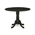 thumbnail image 4 of East West Furniture DMAB5-ABK-24 5 Piece Wood Dining Table Set Contains 1 Drop Leaves Dining Room Table and 4 Black Linen Fabric Dining Chair with High Back - Wire Brushed Black Finish, 4 of 6