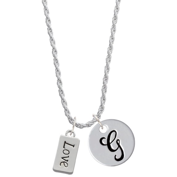 Delight Jewelry Silvertone Love Silvertone Script Initial Disc - G - Charm Necklace, 20"+3"