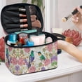 thumbnail image 5 of HELLHERO Wide-open Portable Makeup Bag Organizer with Brush Slots Brush Protectors Travel Make Up Organizer Hummingbirds and Floral, 5 of 6