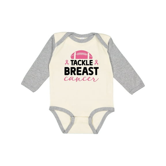 Inktastic Tackle Breast Cancer Boys or Girls Long Sleeve Baby Bodysuit