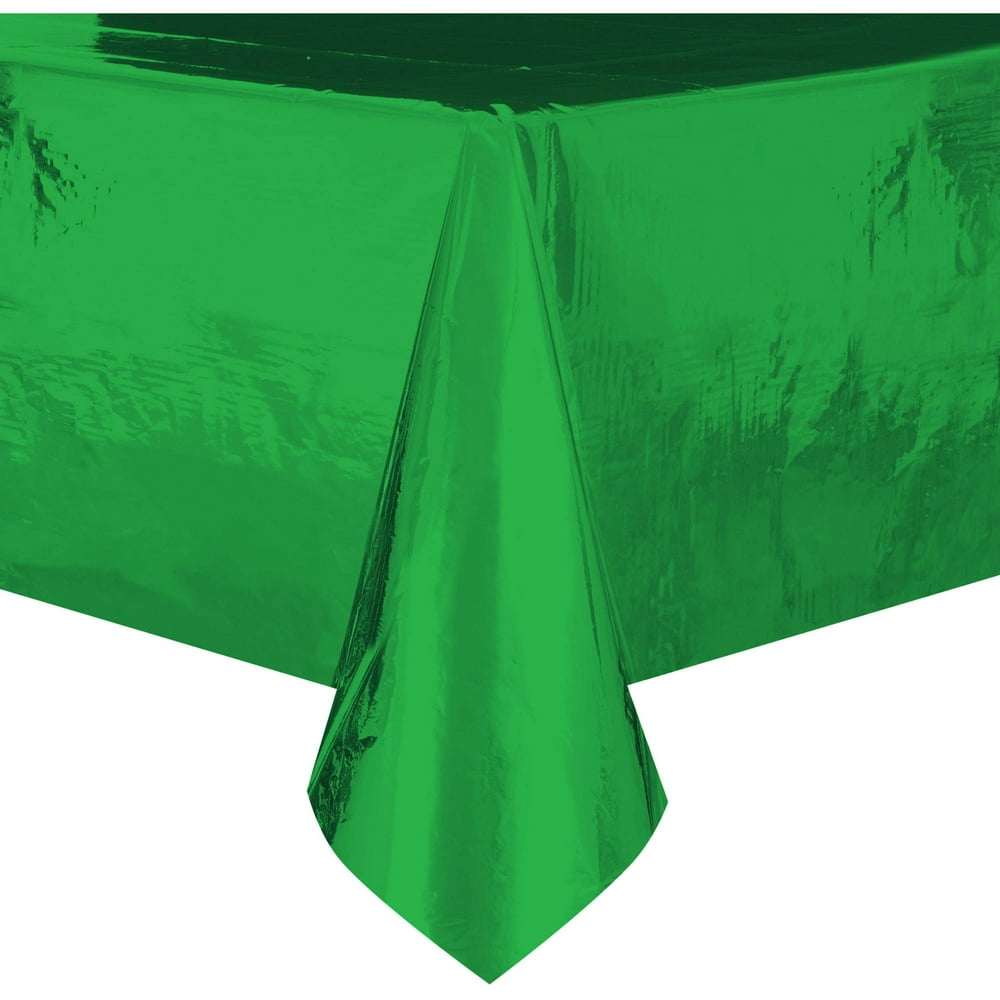 Foil Plastic Tablecloth, 108 x 54 in, Green, 1ct