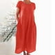 thumbnail image 5 of Vestido Lino Algodón Vestido de lino de algodón Simplicidad Vestido elegante Primavera Ropa de talla grande (Naranja S) Ygjytge para Mujer Naranja T L, 5 of 9