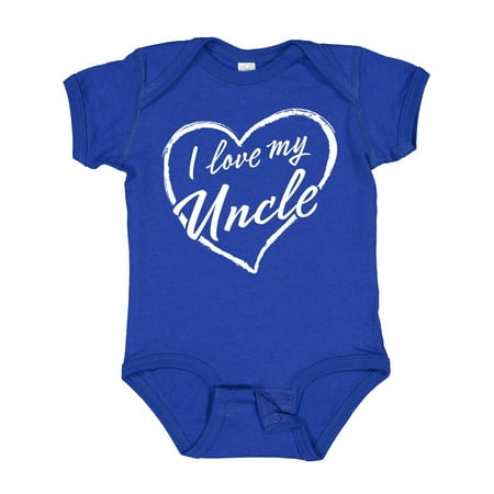 

Inktastic I Love My Uncle in White Chalk Heart Gift Baby Boy or Baby Girl Bodysuit