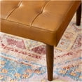 thumbnail image 4 of JERFIT Mid-Century Modern Tufted Leather Ottoman with Solid Wood Legs, Light Tan Footrest Cocktail Table for Living Room, 4 of 7