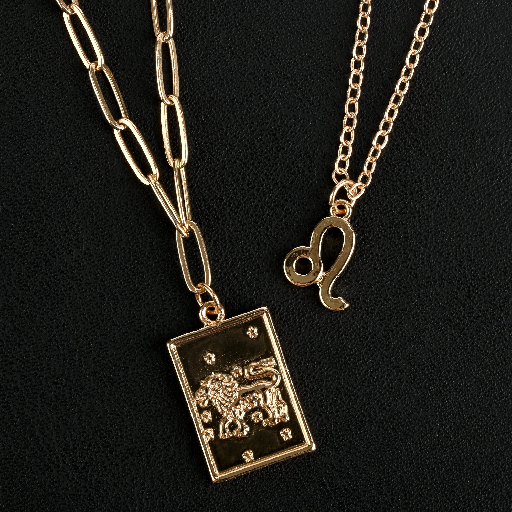 Claire's Girls Women And Girls Gold Zodiac Leo Necklace Set, Lobster Closure, 2-Pack, 38357