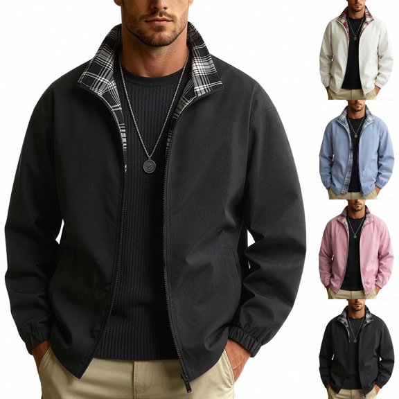 Jacket for Men Long Sleeve Turndown Collar Solid Color Casual Daily Warm Comfortable Lightweight Jacket for Outdoor Sports