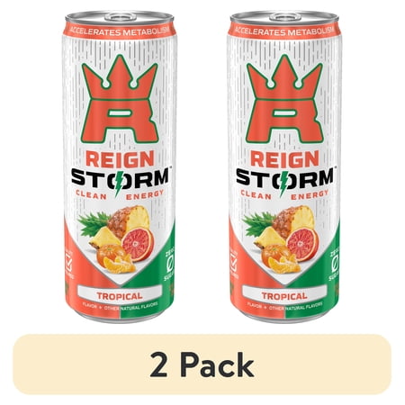 (2 pack) Reign Storm Clean Energy Zero Sugar Tropical Energy Drink 12 fl oz