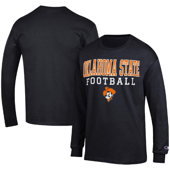 Men's Champion Black Oklahoma State Cowboys Football Stack Long Sleeve T-Shirt