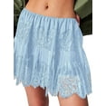 thumbnail image 3 of Deliqiba Women'S Y2k Half Slip Skirt Low Rise Pleated Ruffle LaceTrim Skirt Layered Flowy Short Skirts Underskirt Light Blue S, 3 of 7