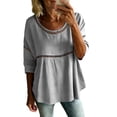 thumbnail image 2 of Womens Floral Babydoll Tops，Lightweight Gauze 3/4 Sleeve Blouses Plus Size Bohemian Clothes Floral Blouses For Women Womens Summer Tops Beach Vacation Blouses Women'S Print T Shirt XL, 2 of 9