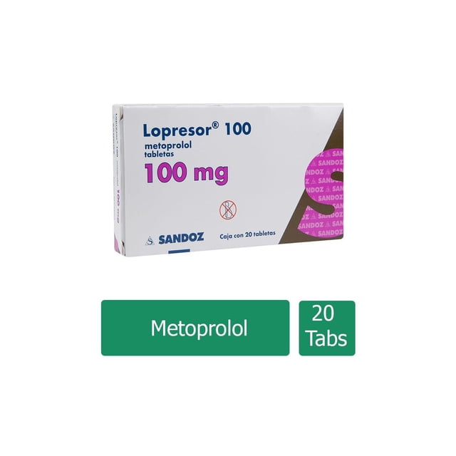 Lopresor tabletas 20 pzas de 100 mg c/u