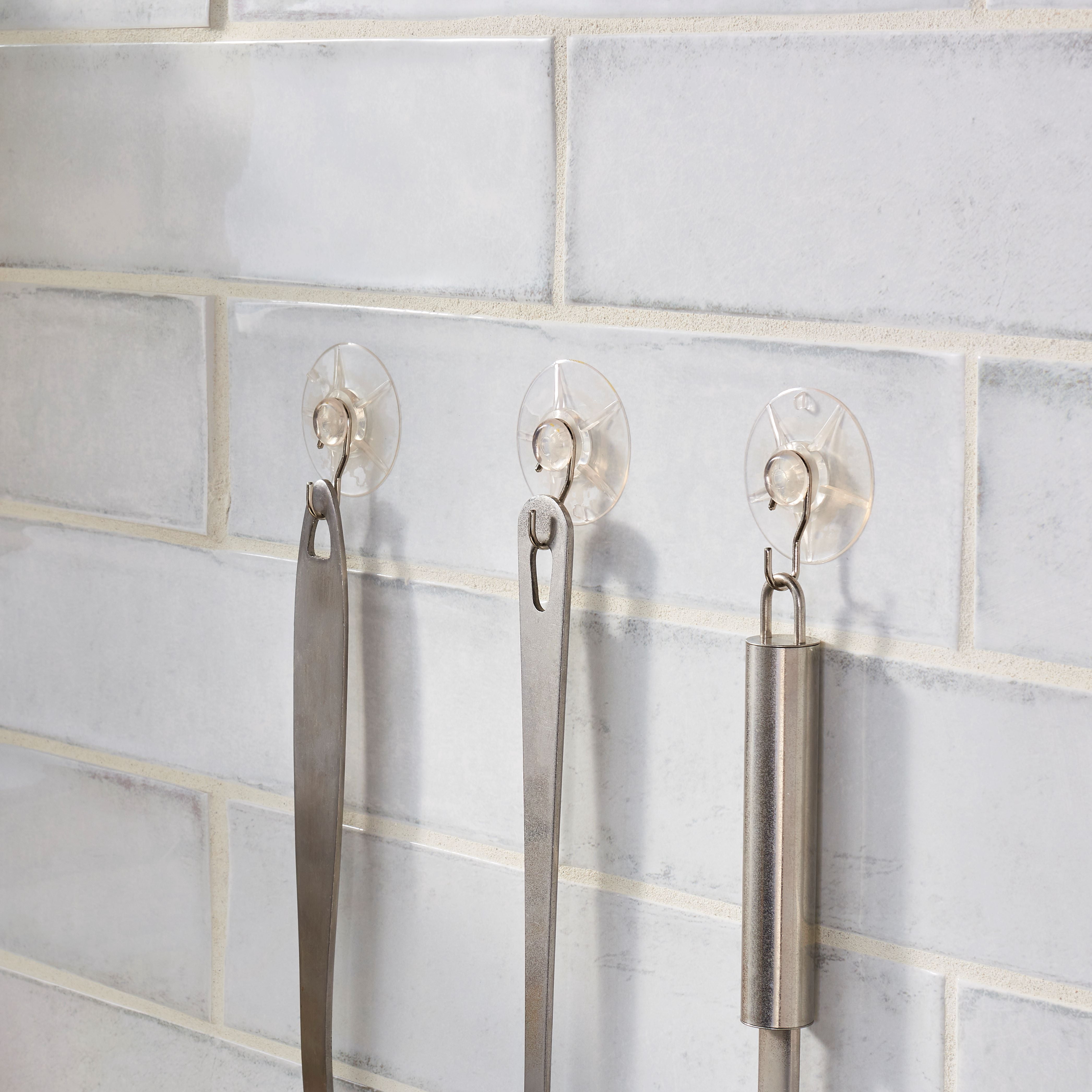 Ook Suction Cup Hooks, Suction Cup Hangers, Large, 5 lbs, PVC, Clear, 3 pack